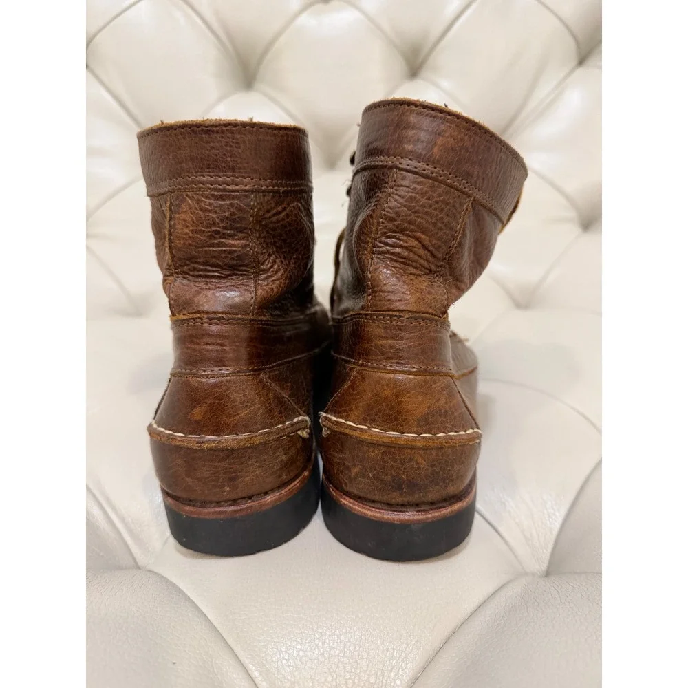 Allen Edmonds Yuma Brown Bison Leather Moc Toe Boots Mens 9 B Vibram 00269-2